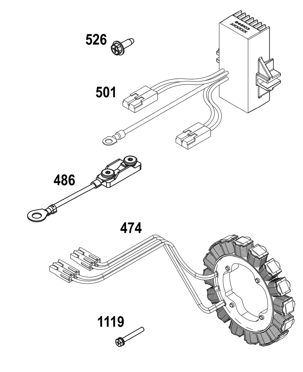 Alternator Group Diagram and Parts List for 355447-0120-01 200000 - 399999 Briggs and Stratton Engine